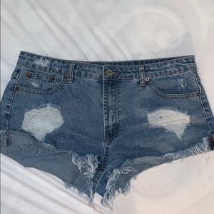 Litz Distressed jean shorts